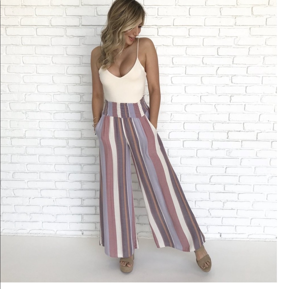 Dainty Hooligan blue white pink wide leg pants
